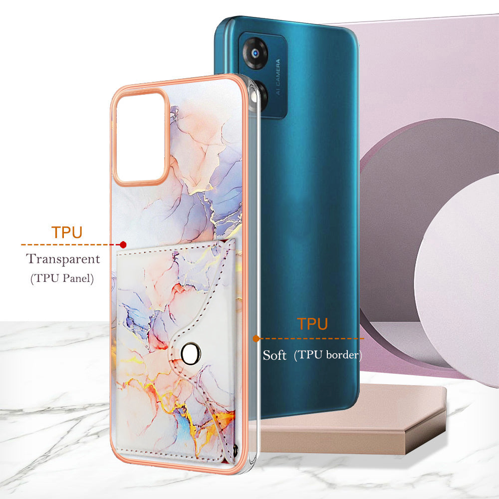 YB Leather Coating Series-9 for Motorola Moto E13 4G Card Case Kickstand IMD Leather+TPU Phone Cover YB Leather Coating Series-9 for Motorola Moto E13 4G Card Case Kickstand IMD Leather+TPU Phone Cover